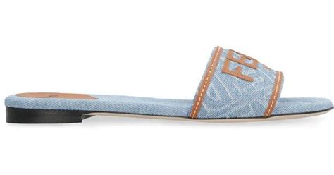 fendi slide sandals|fendi denim sandals.